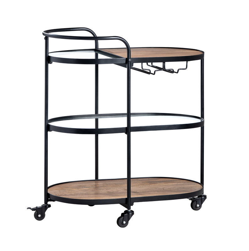 Jaxon Brown/Black Bar Cart by Crestview at Eve Furniture