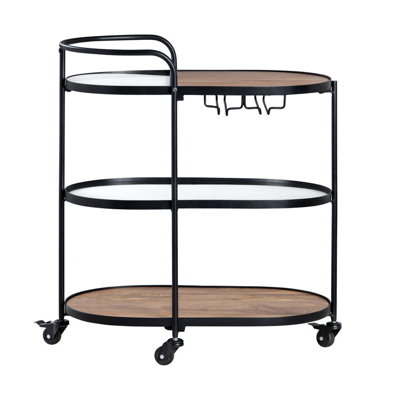 Jaxon Brown/Black Bar Cart by Crestview at Eve Furniture