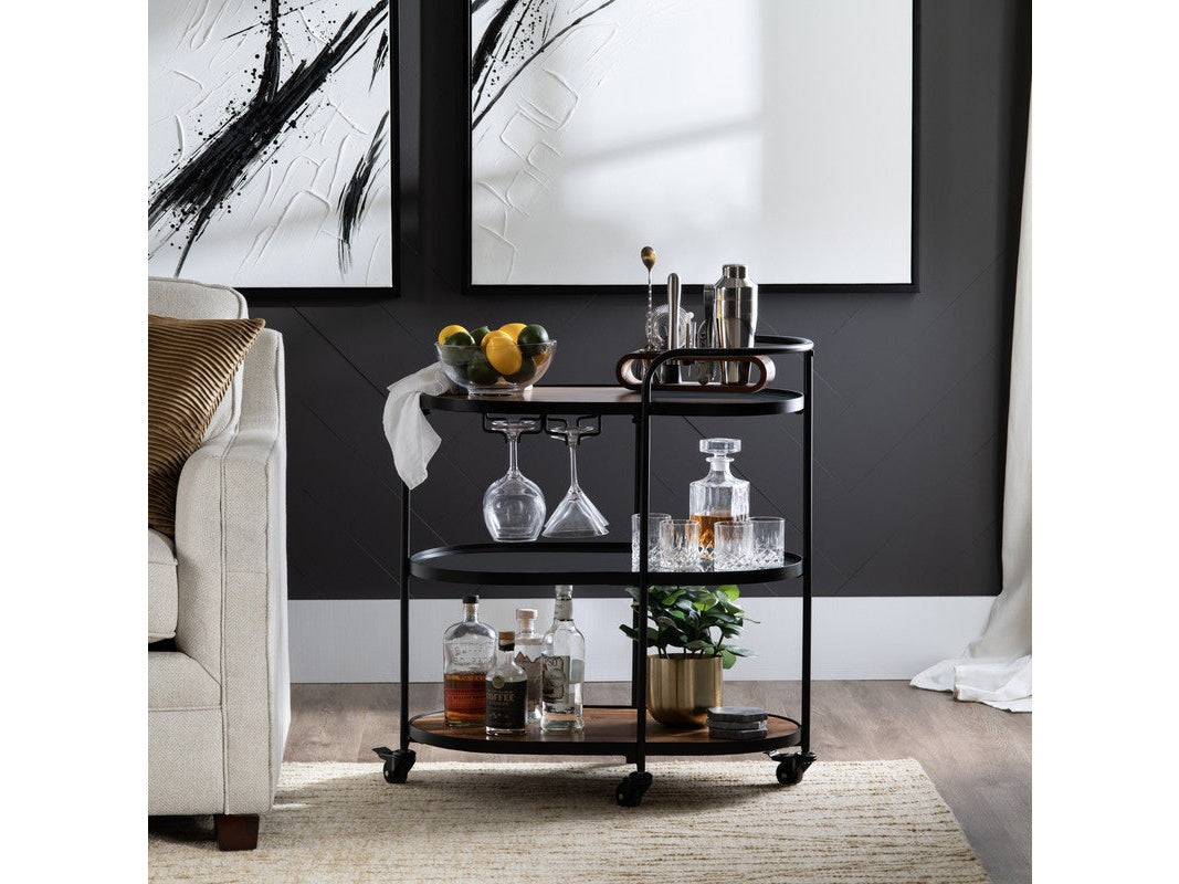 Jaxon Brown/Black Bar Cart by Crestview at Eve Furniture