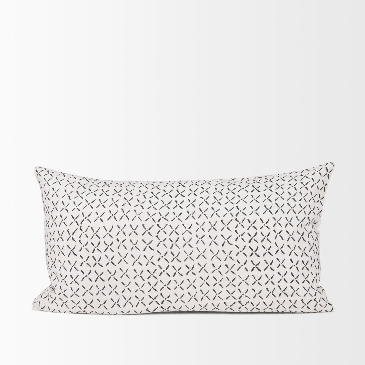 Jayden Cream w/ Black Print Linen Lumbar Decorative Pillow Cover by Mercana at Eve Furniture