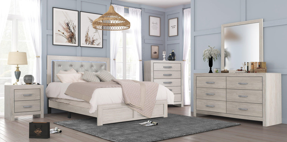 Jaylen Cream LED Panel Bedroom Set by Crown Mark at Eve Furniture