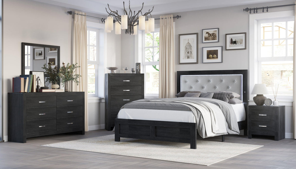 Jaylen Black LED Panel Bedroom Set by Crown Mark at Eve Furniture
