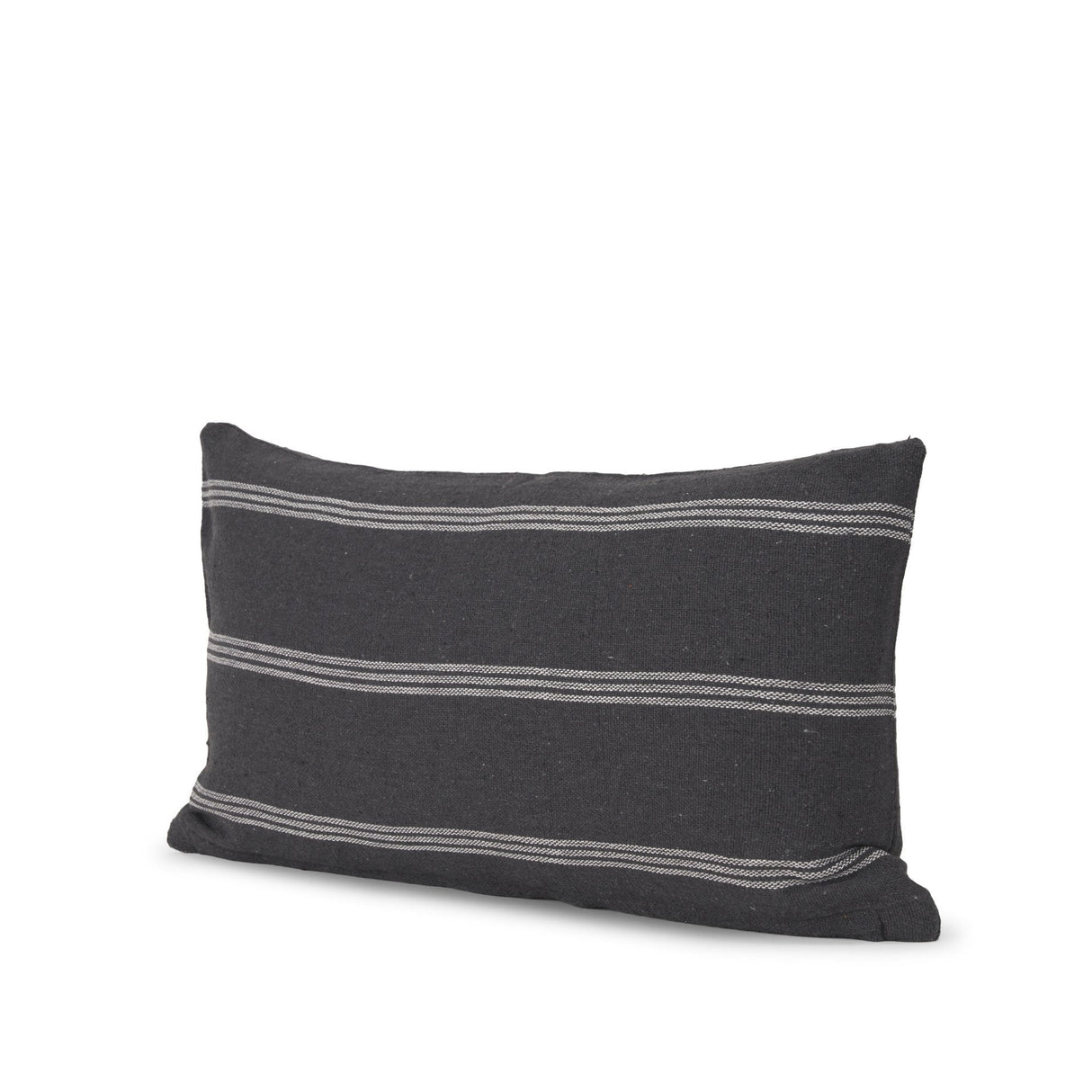 Jayme Gray/White Striped Cotton Lumbar Pillow Cover w/Filler, Set of 2 by Mercana at Eve Furniture