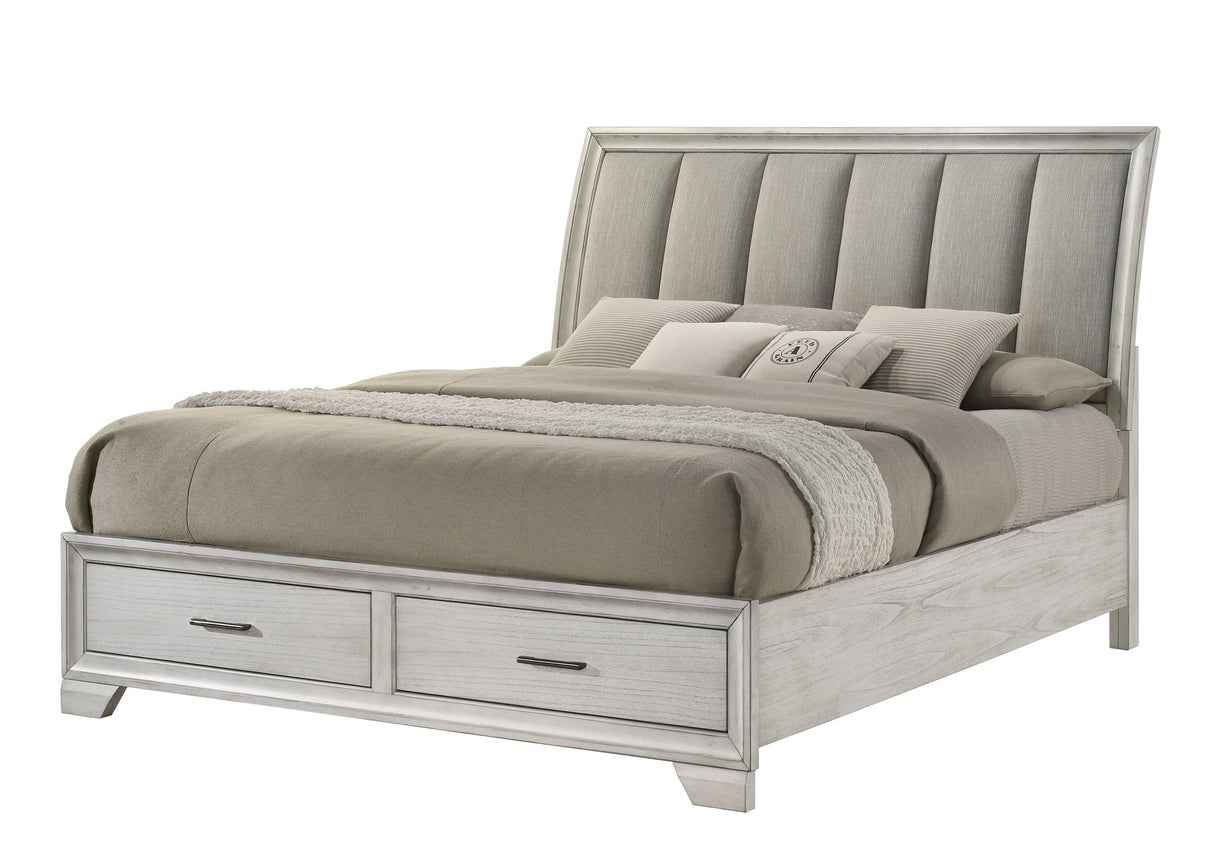 Jaymes White Mist King Footboard Storage Platform Bed by Crown Mark at Eve Furniture