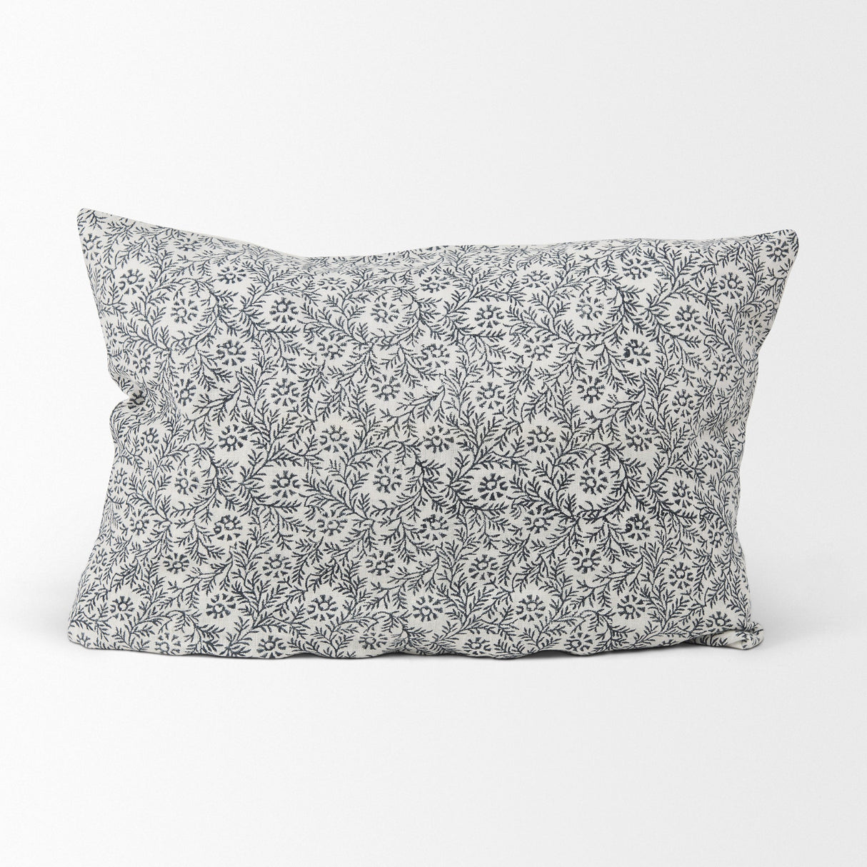 Jayne Cream w/ Indigo Print Linen Lumbar Decorative Pillow Cover by Mercana at Eve Furniture