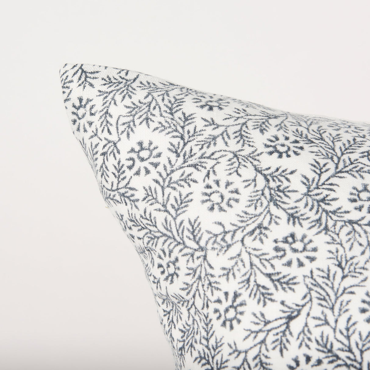 Jayne Cream w/ Indigo Print Linen Lumbar Decorative Pillow Cover by Mercana at Eve Furniture
