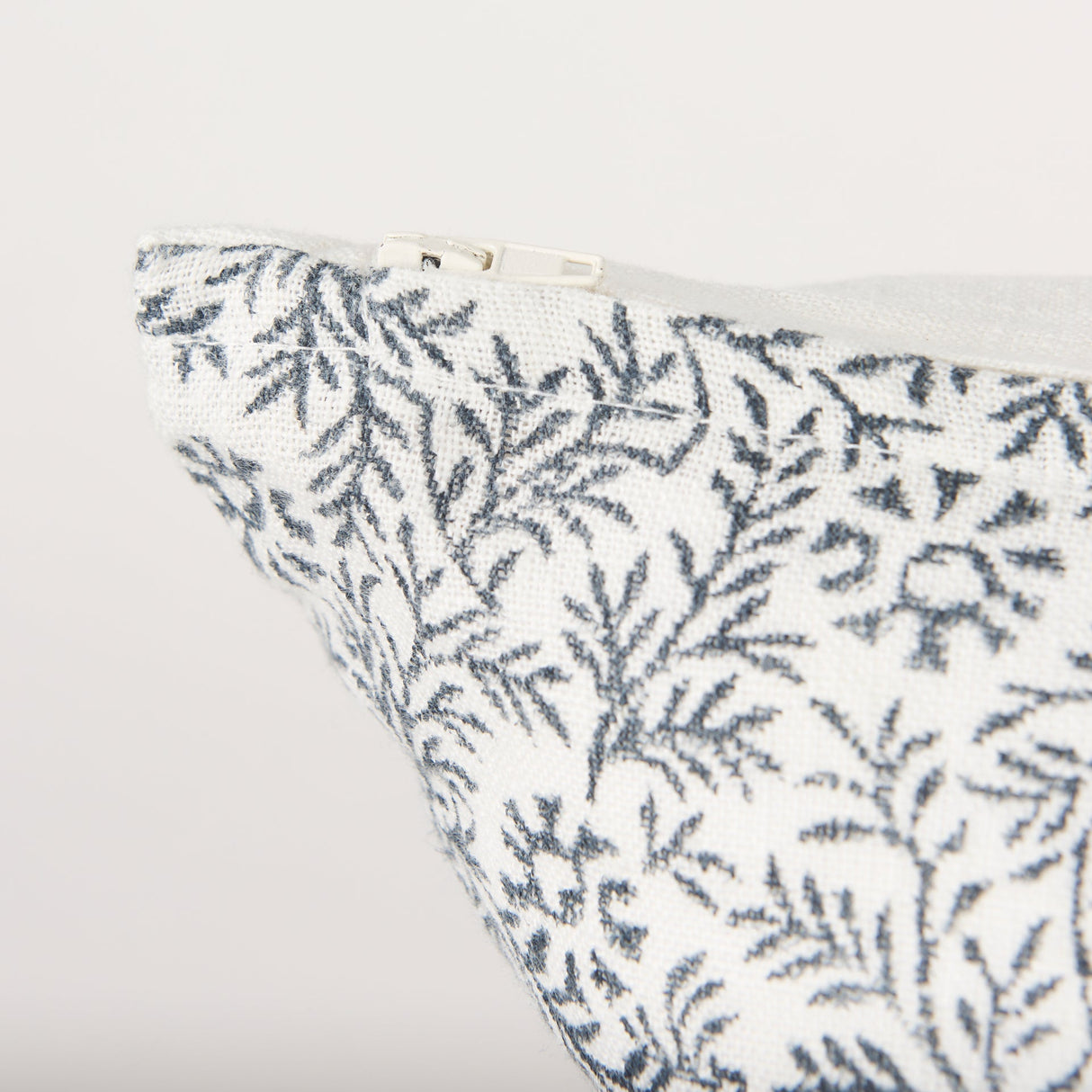 Jayne Cream w/ Indigo Print Linen Lumbar Decorative Pillow Cover by Mercana at Eve Furniture