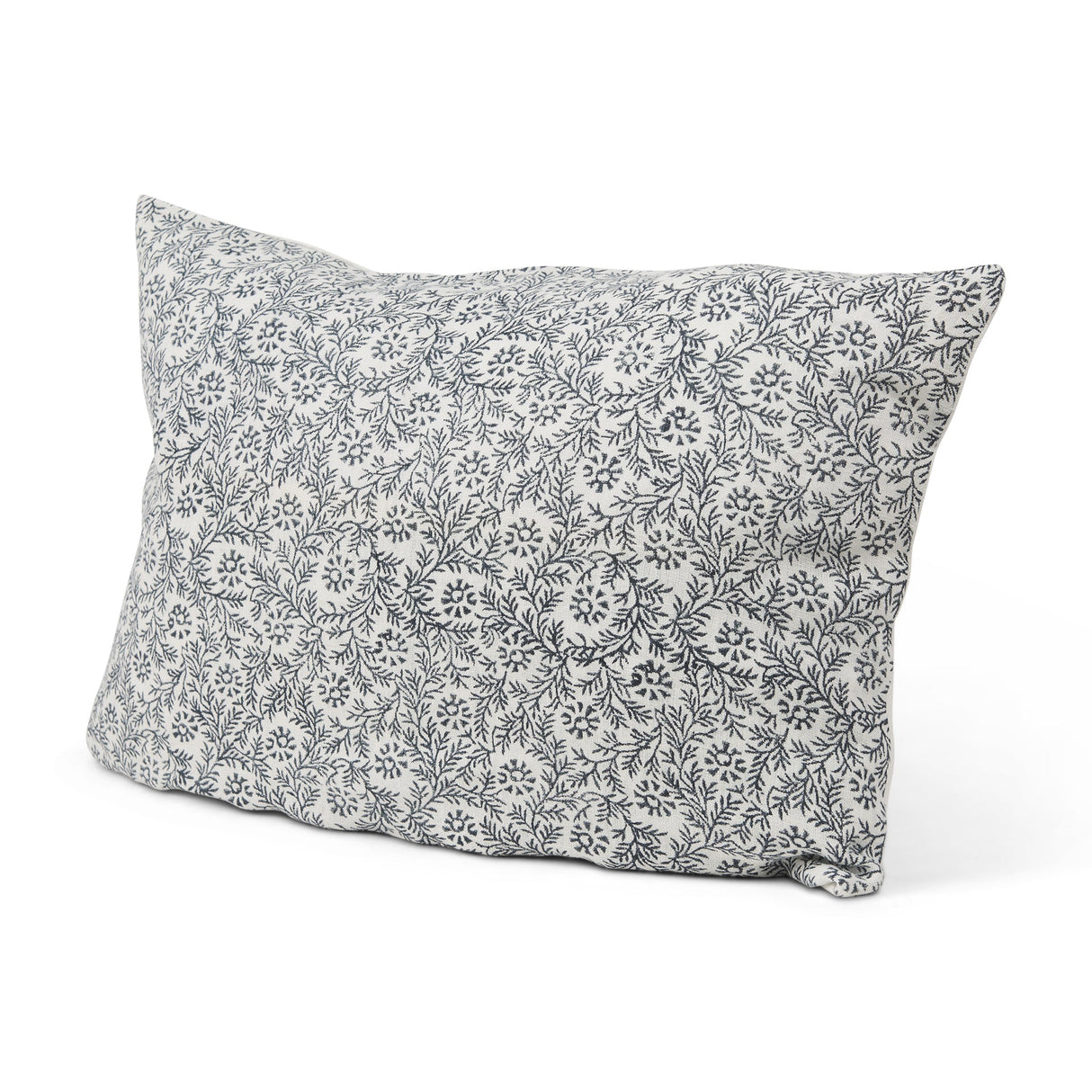 Jayne Cream w/ Indigo Print Linen Lumbar Decorative Pillow Cover by Mercana at Eve Furniture