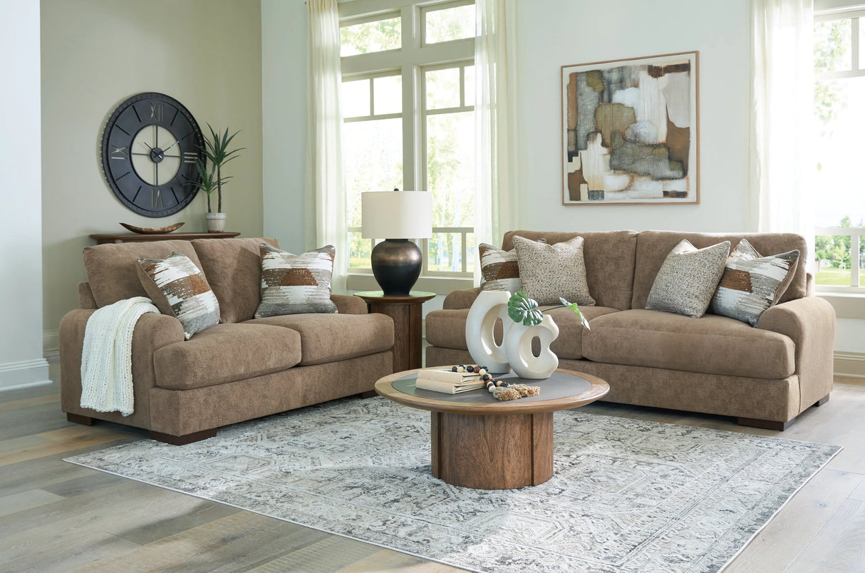 Jayne Park Pecan Sofa and Loveseat by Ashley at Eve Furniture