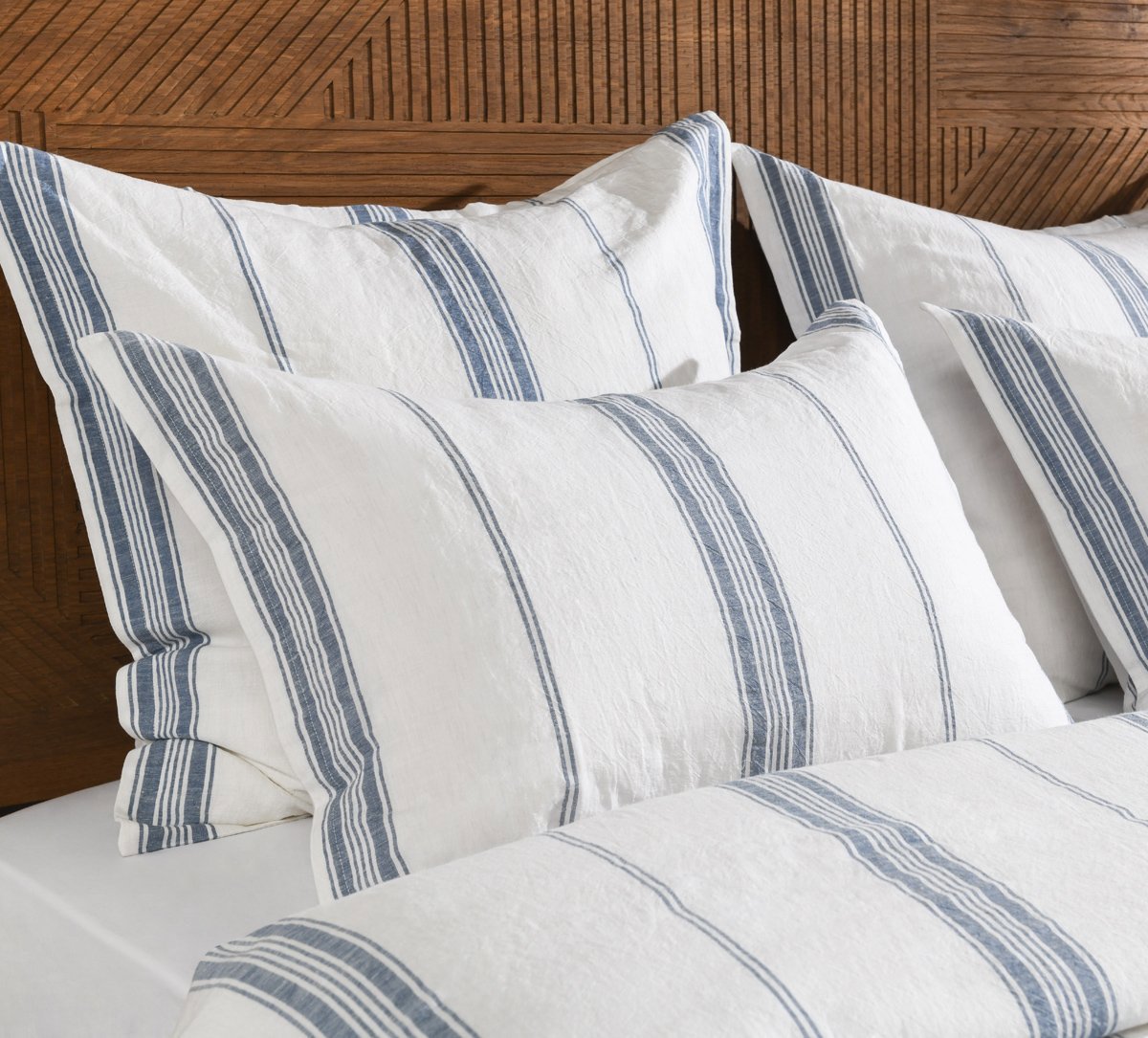 Jayson Blue Stripe Linen Cashmere Duvet Collection by Classic Home at Eve Furniture