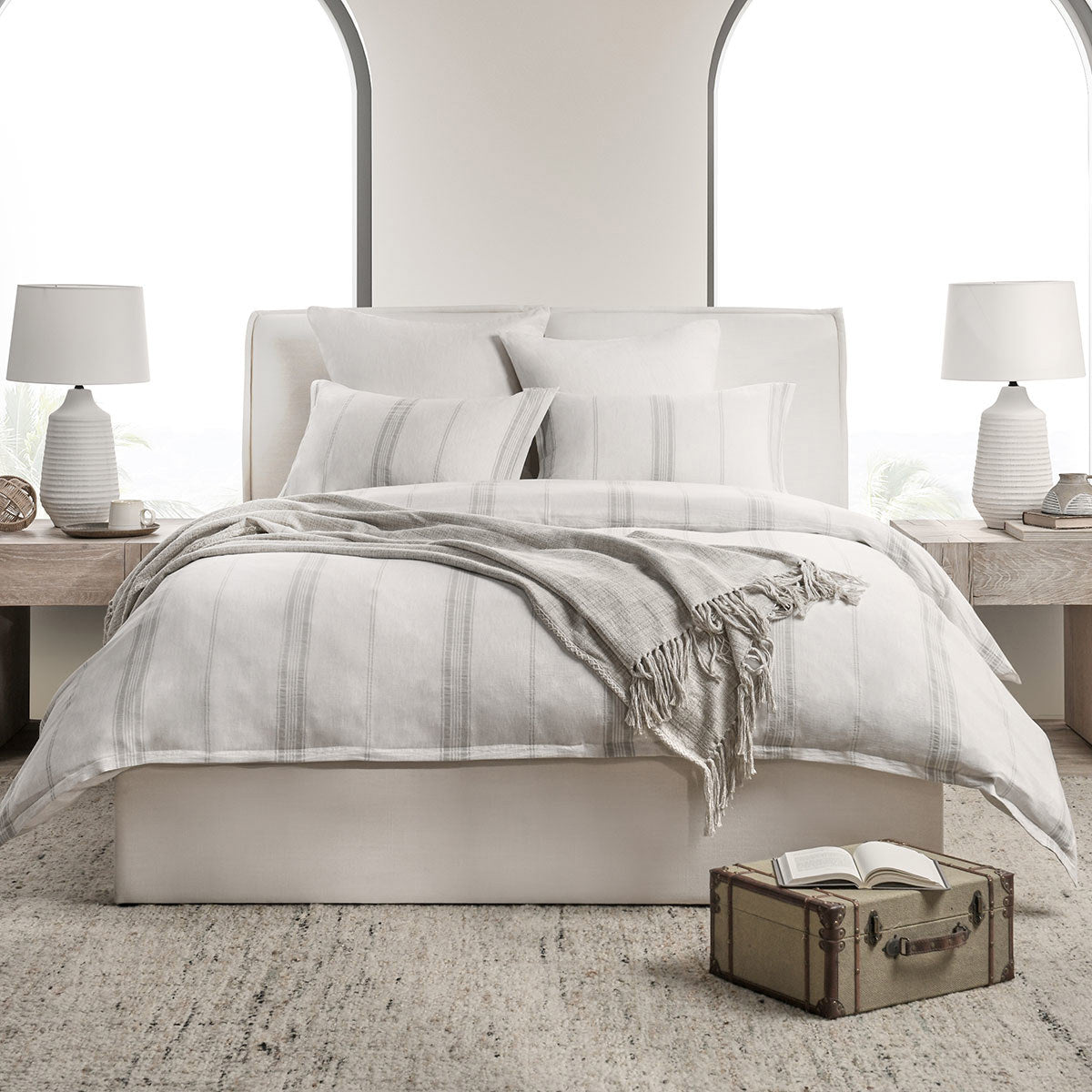 Jayson Gray Stripe Linen Cashmere Duvet Collection by Classic Home at Eve Furniture