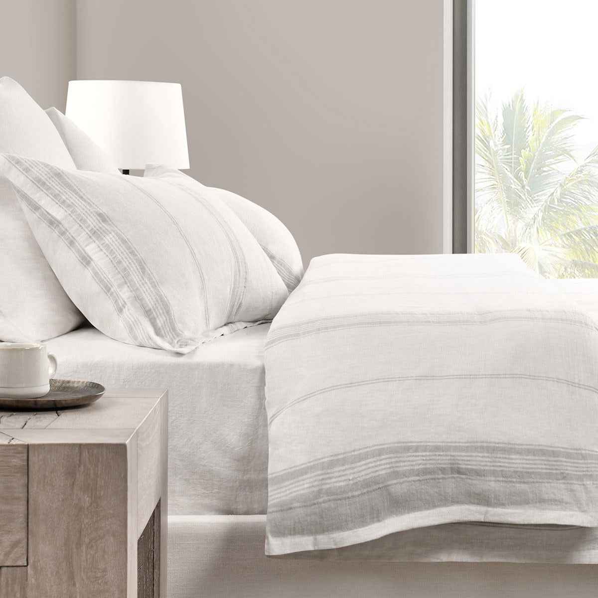 Jayson Gray Stripe Linen Cashmere Duvet Collection by Classic Home at Eve Furniture