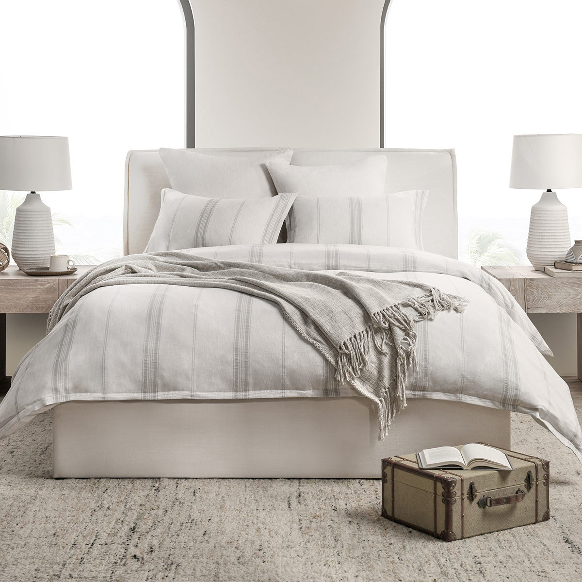 Jayson Gray Stripe Linen Cashmere Duvet Collection by Classic Home at Eve Furniture