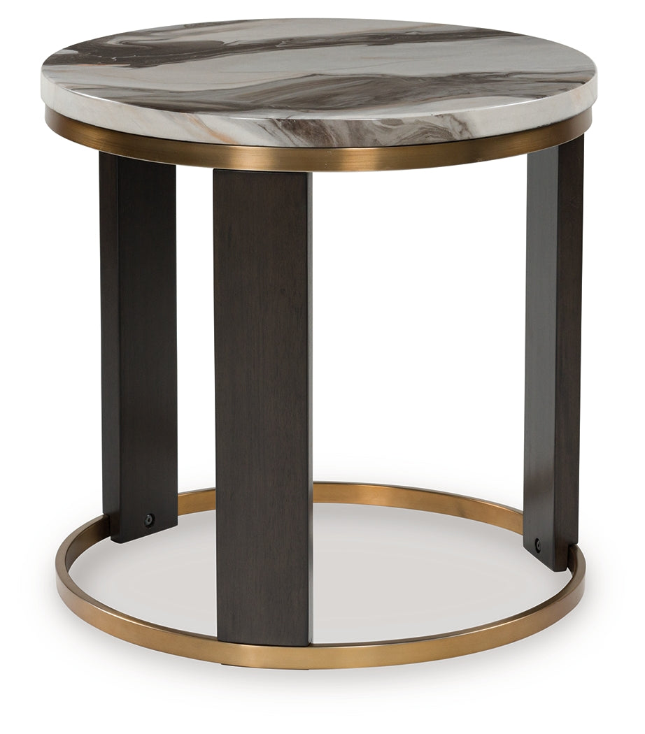 Jazmore Brown/Brass Finish End Table by Ashley at Eve Furniture