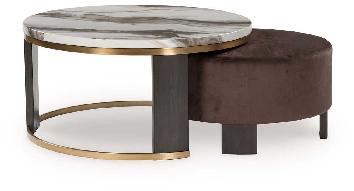 Jazmore Brown/Brass Finish Nesting Coffee Table (Set of 2) by Ashley at Eve Furniture