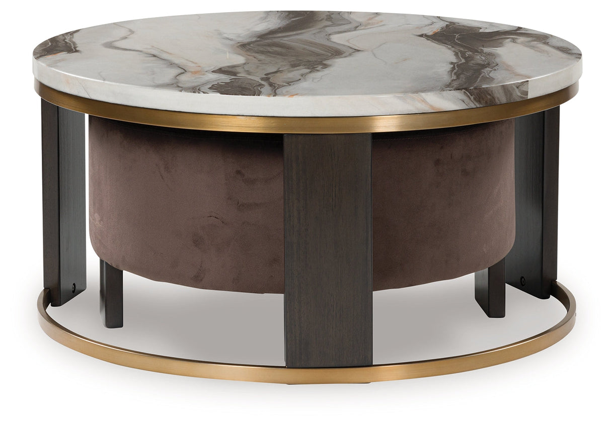 Jazmore Brown/Brass Finish Nesting Coffee Table (Set of 2) by Ashley at Eve Furniture
