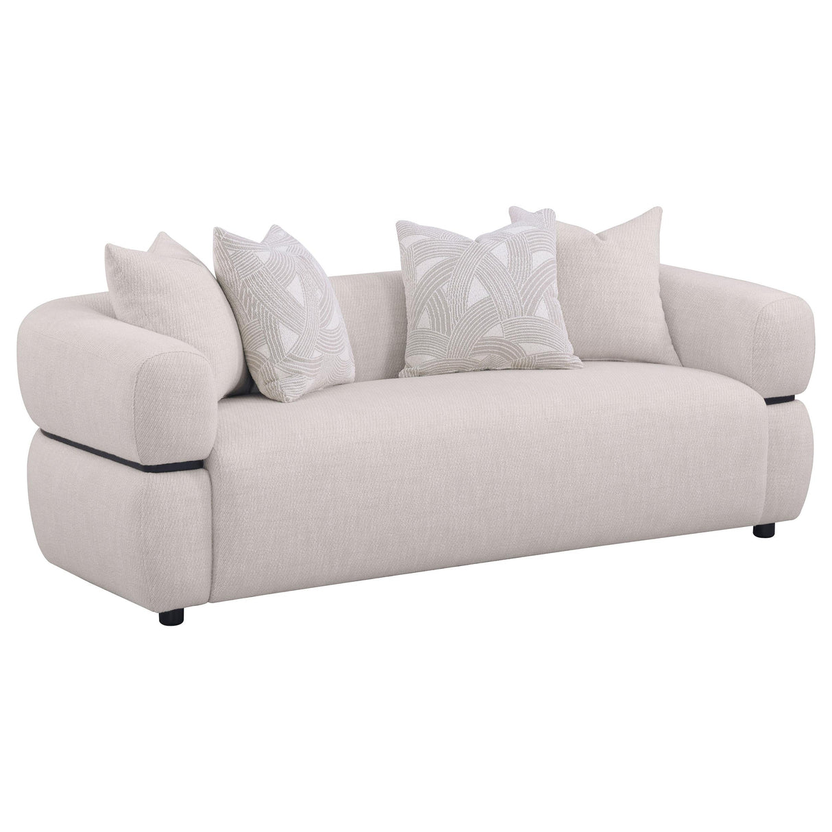 Jeanette Beige 2-Piece Fabric Upholstered Round Arm Living Room Set by Coaster at Eve Furniture