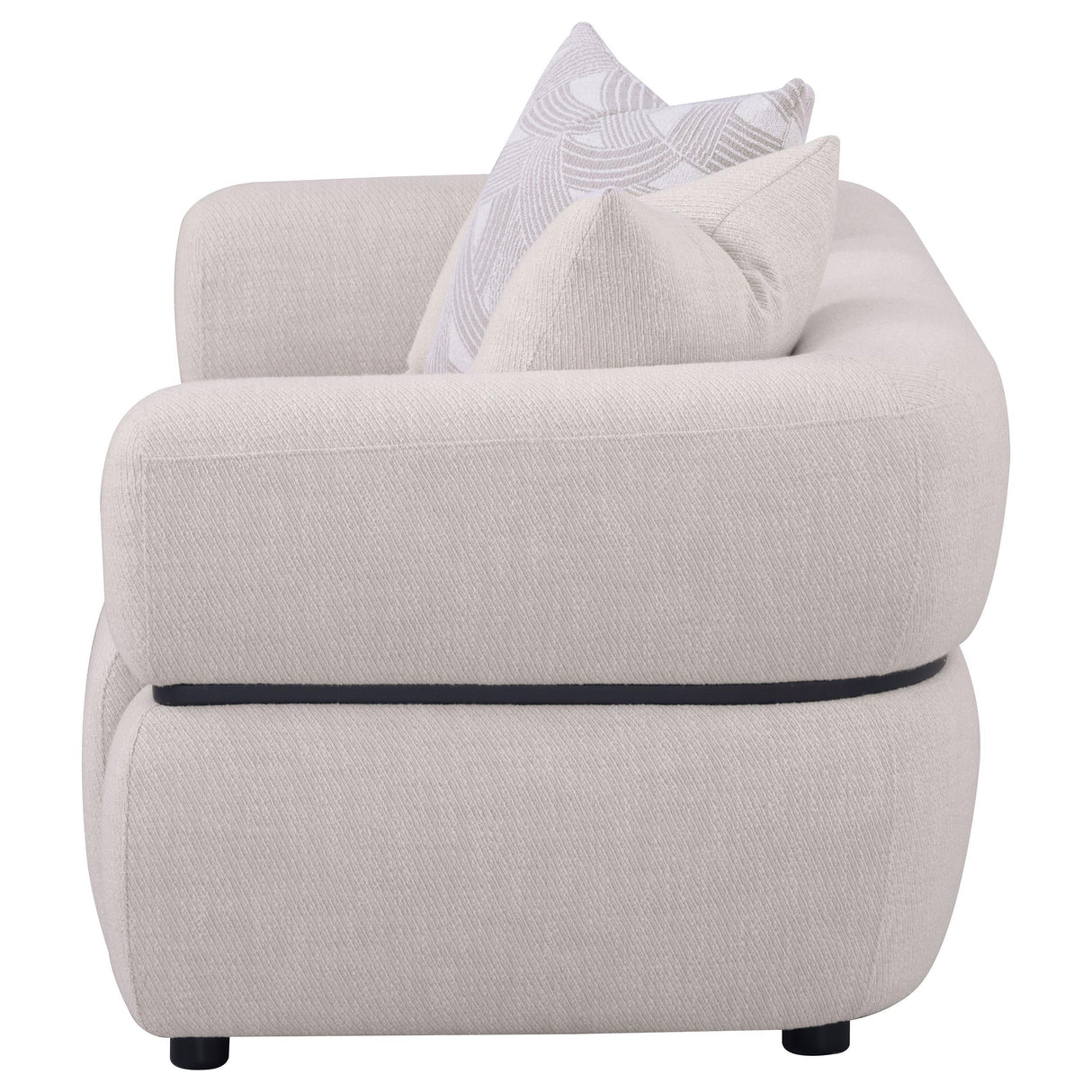 Jeanette Beige 73-inch Fabric Upholstered Round Arm Loveseat by Coaster at Eve Furniture