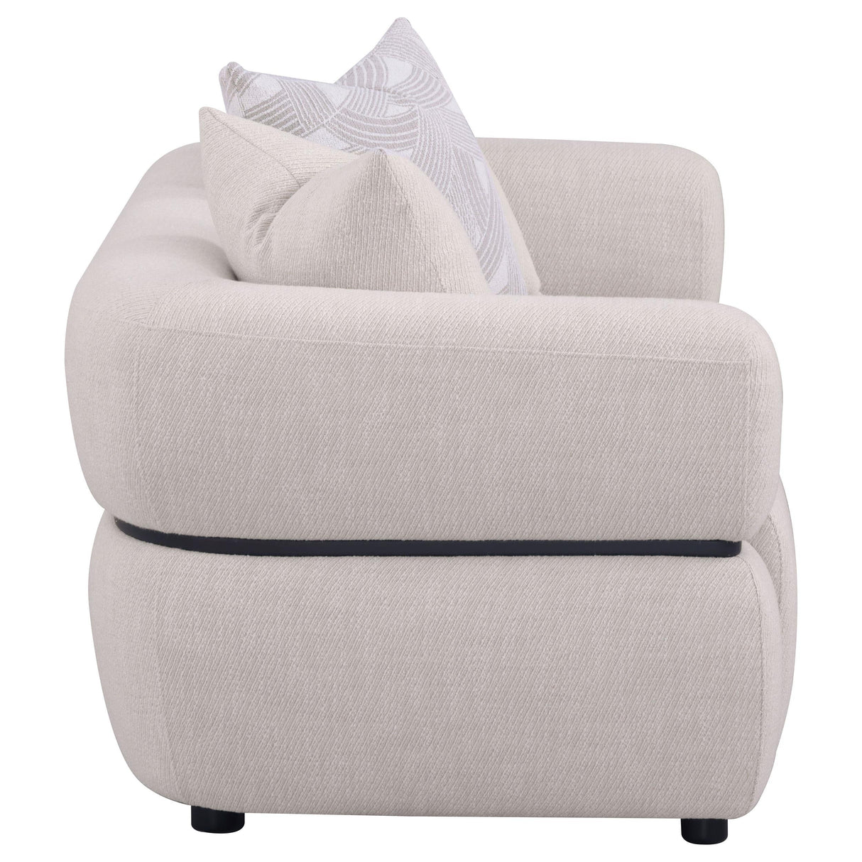 Jeanette Beige 73-inch Fabric Upholstered Round Arm Loveseat by Coaster at Eve Furniture