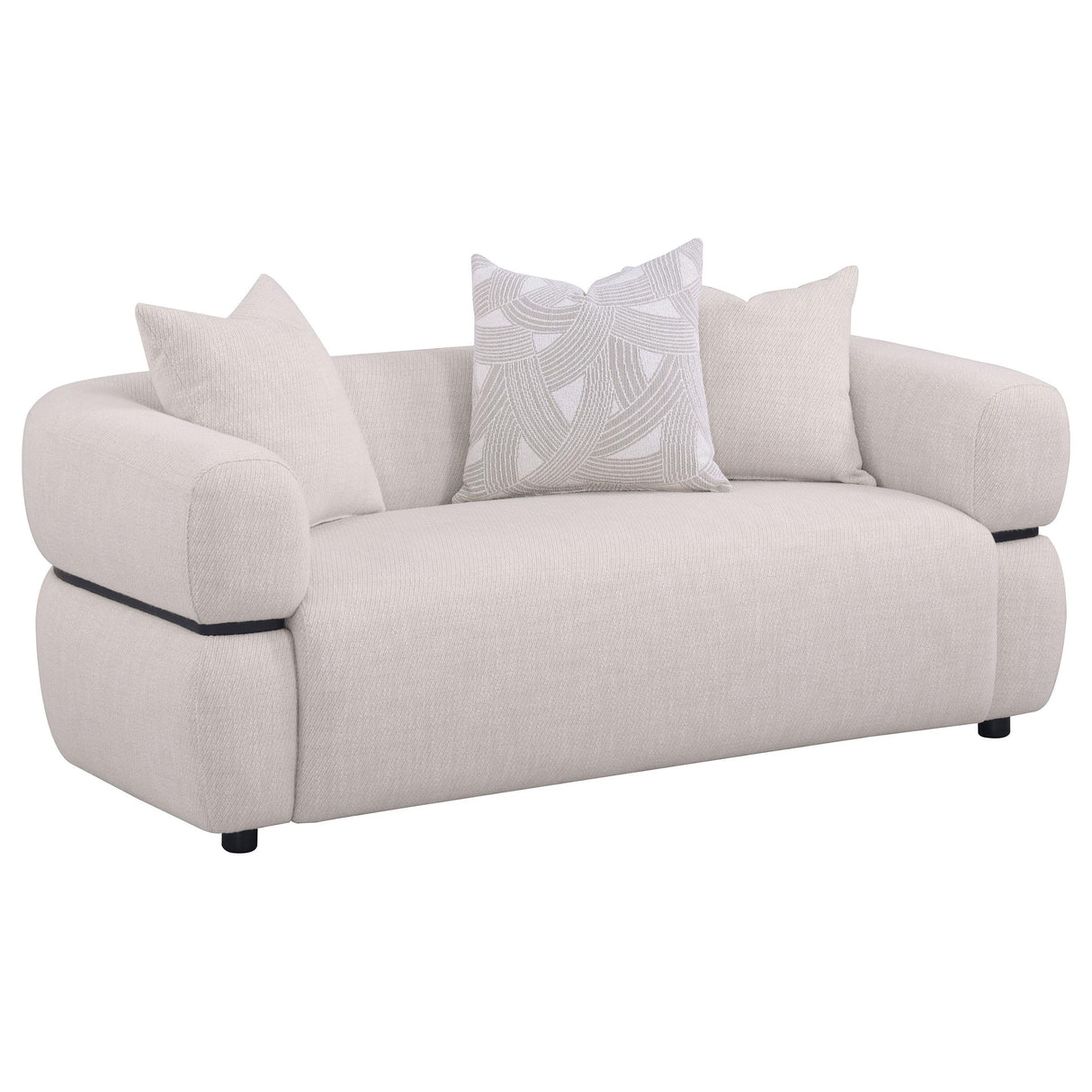 Jeanette Beige 73-inch Fabric Upholstered Round Arm Loveseat by Coaster at Eve Furniture