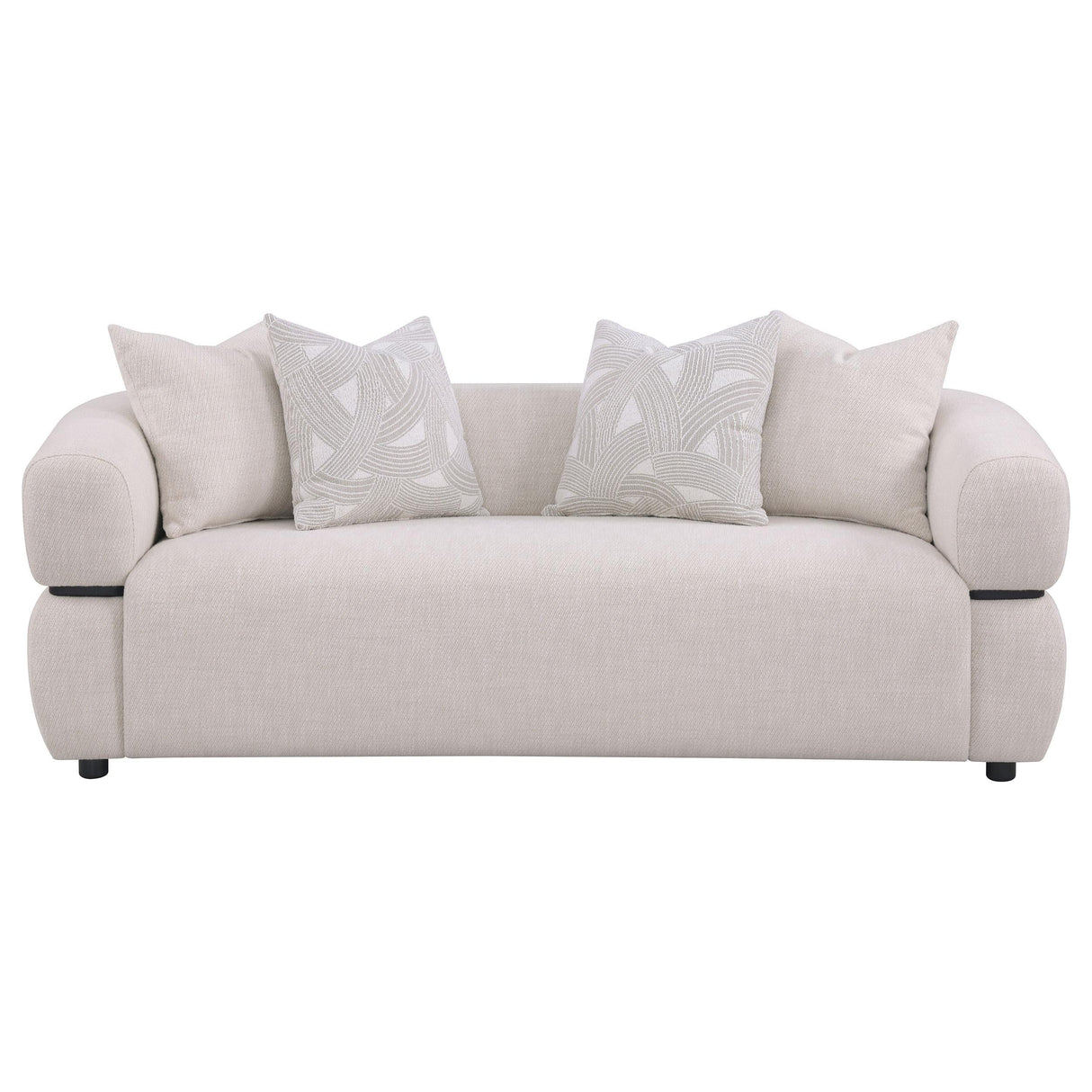 Jeanette Beige 84-inch Fabric Upholstered Round Arm Sofa by Coaster at Eve Furniture