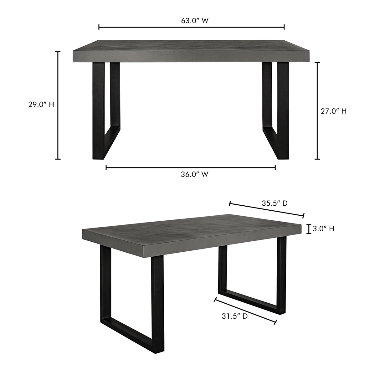 Jedrik Dark Grey Small Outdoor Dining Table by Moe's Home at Eve Furniture
