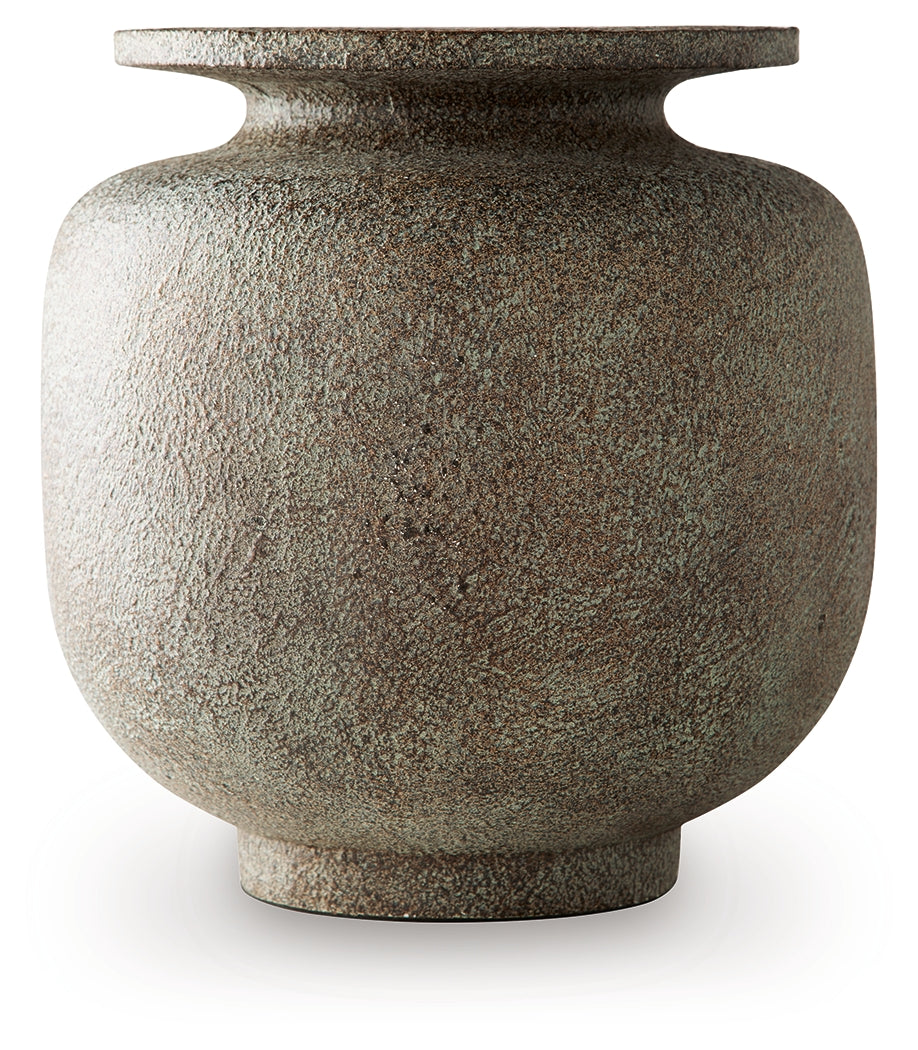 Jedwick Gray/Brown Vase by Ashley at Eve Furniture