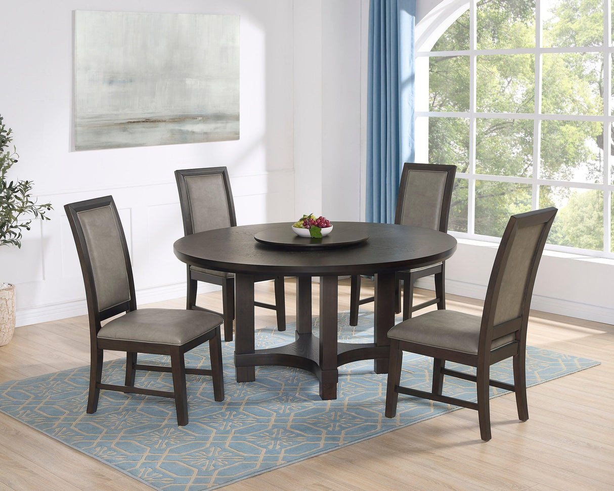 Jeffries Expresso Round Dining Table with Lazy Susan by Crown Mark at Eve Furniture
