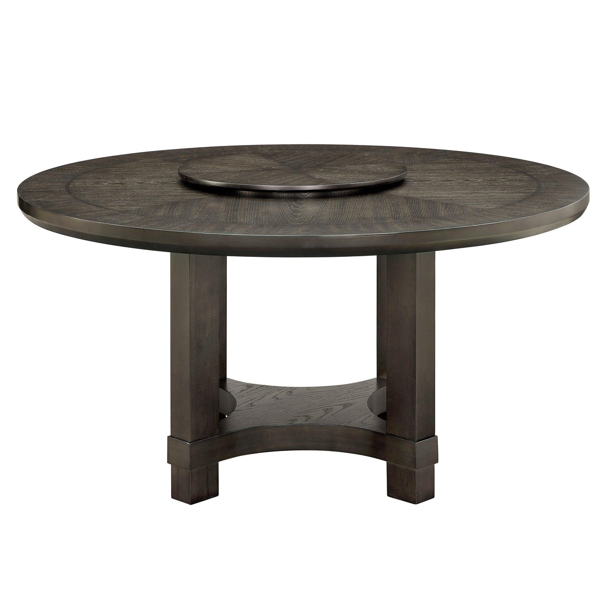 Jeffries Expresso Round Dining Table with Lazy Susan by Crown Mark at Eve Furniture