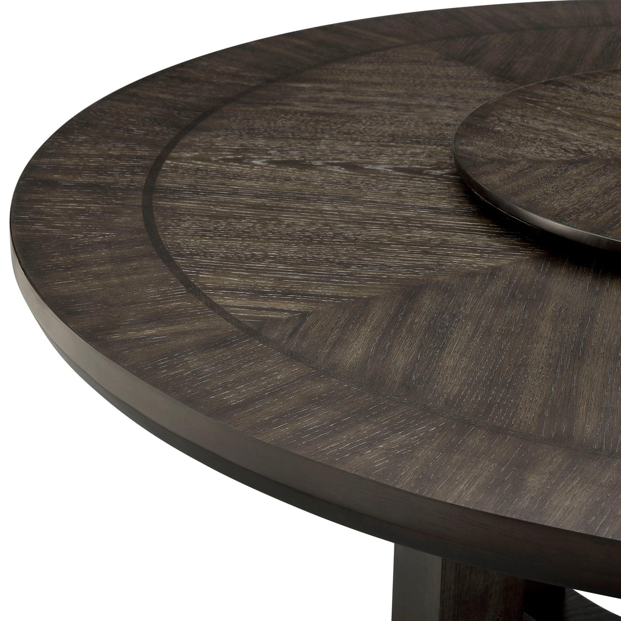 Jeffries Expresso Round Dining Table with Lazy Susan by Crown Mark at Eve Furniture