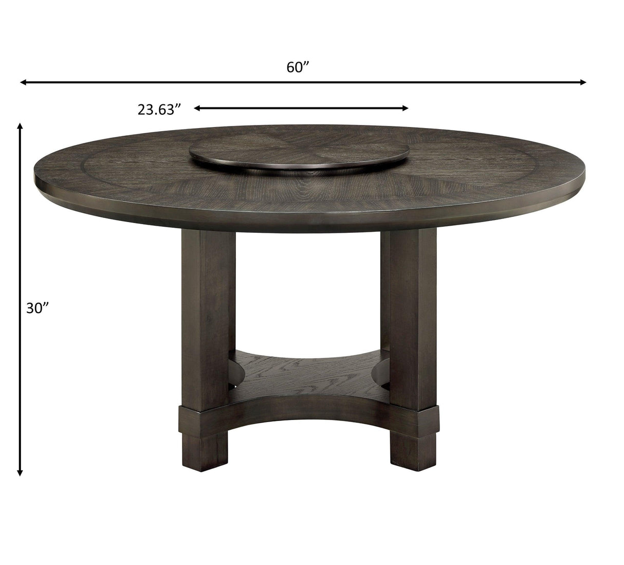 Jeffries Expresso Round Dining Table with Lazy Susan by Crown Mark at Eve Furniture
