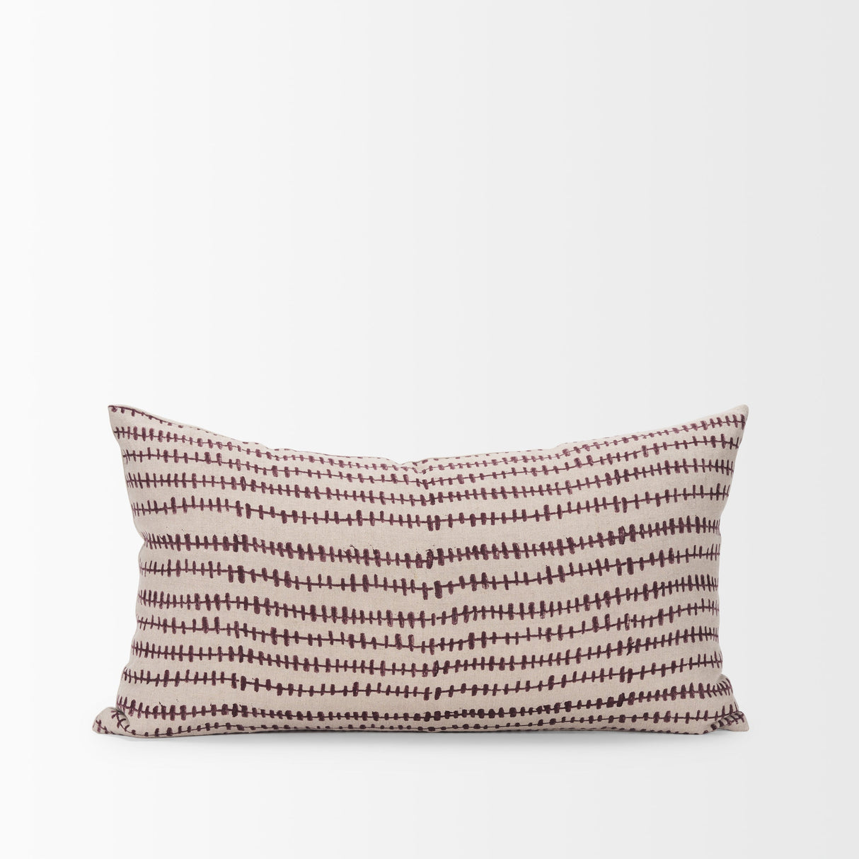 Jenna Beige w/ Merlot Print Linen Lumbar Decorative Pillow Cover by Mercana at Eve Furniture