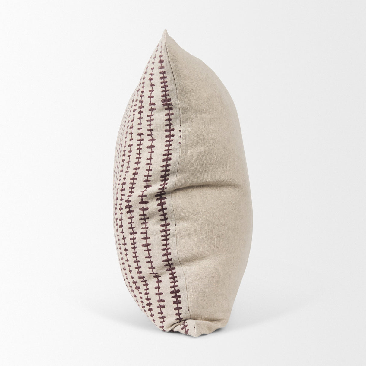 Jenna Beige w/ Merlot Print Linen Square Decorative Pillow Cover by Mercana at Eve Furniture