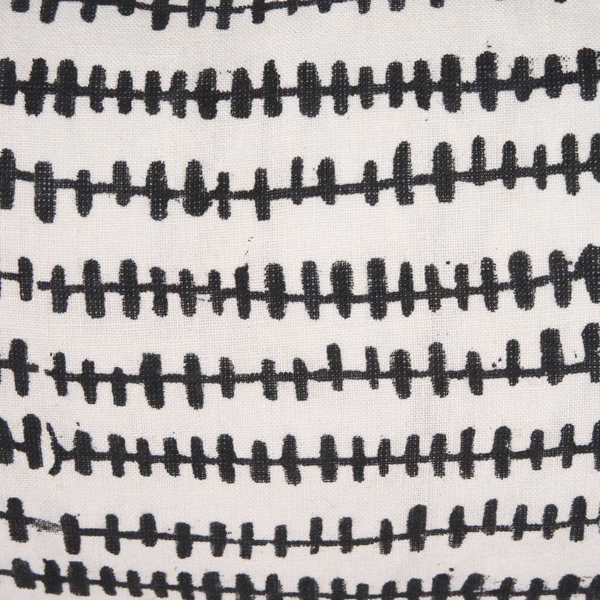 Jenna Cream w/ Black Print Linen Lumbar Decorative Pillow Cover by Mercana at Eve Furniture