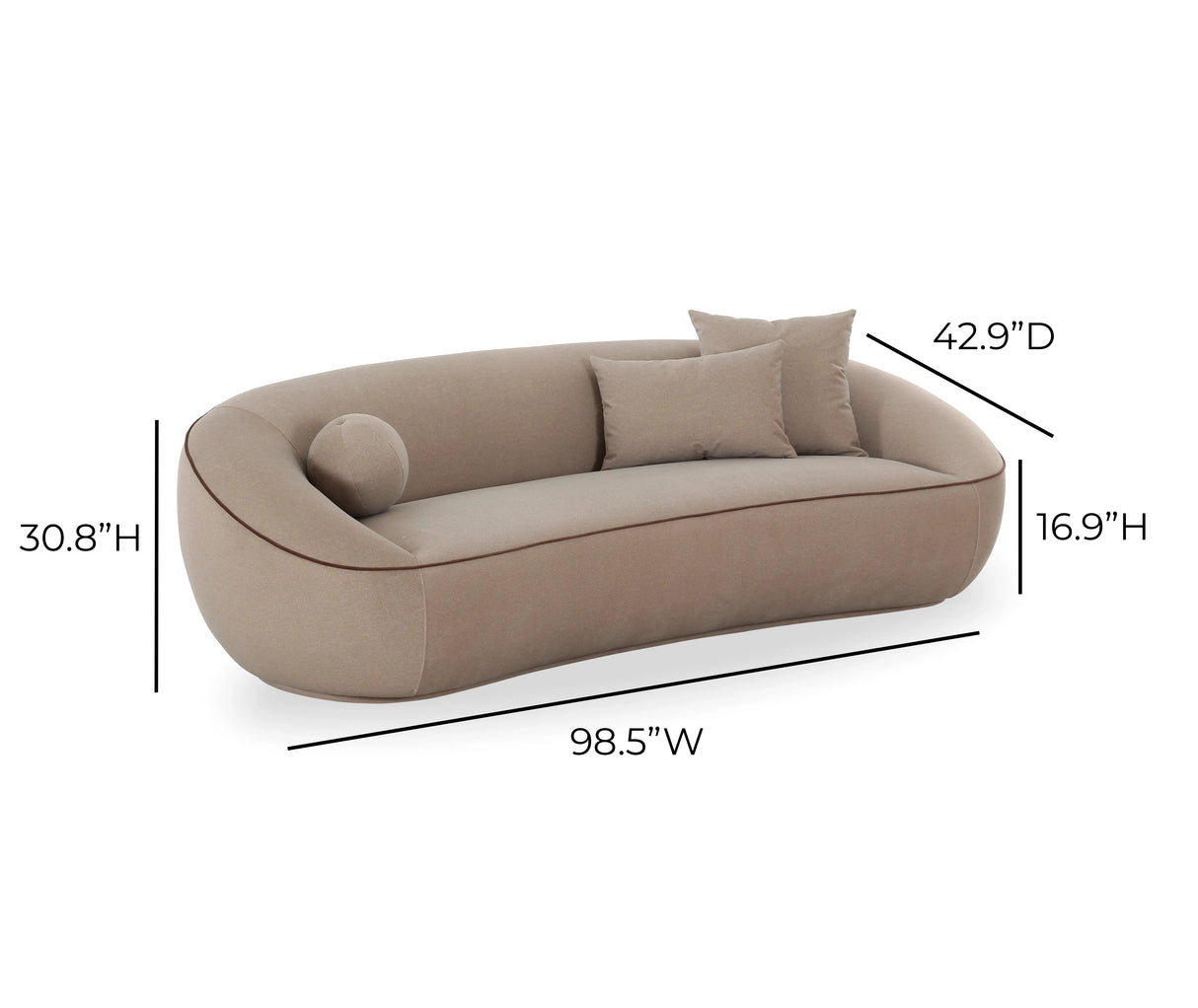 Jenny 98.5" Taupe Faux Mohair Sofa by TOV Furniture at Eve Furniture