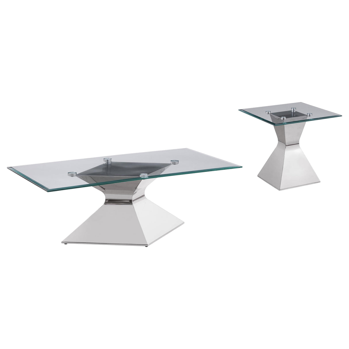 Jenny Chrome 2-Piece Rectangular Coffee and End Table Set by Coaster at Eve Furniture
