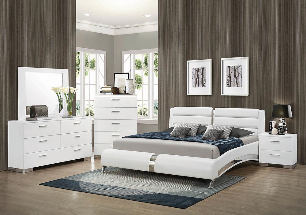 Jeremaine White Eastern King Upholstered Bed by Coaster at Eve Furniture