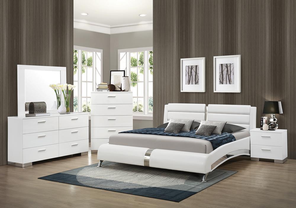 Jeremaine White Queen Upholstered Bed by Coaster at Eve Furniture