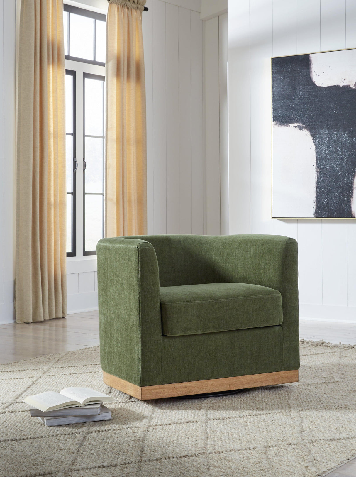 Jersonlow Forest Green Swivel Chair by Ashley at Eve Furniture