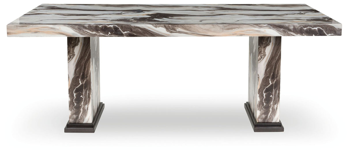 Jeshina Dark Brown/Beige Dining Table by Ashley at Eve Furniture