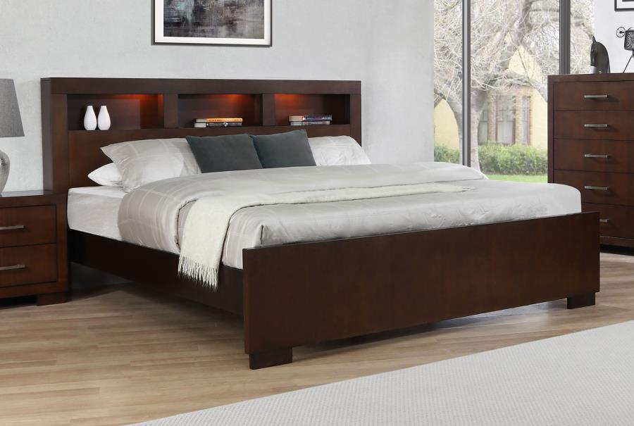 Jessica California King Bed with Storage Headboard Cappuccino by Coaster at Eve Furniture