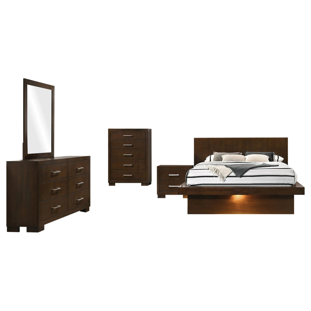 Jessica Cappuccino 5-Piece Eastern King Bedroom Set with Nightstand Panels by Coaster at Eve Furniture