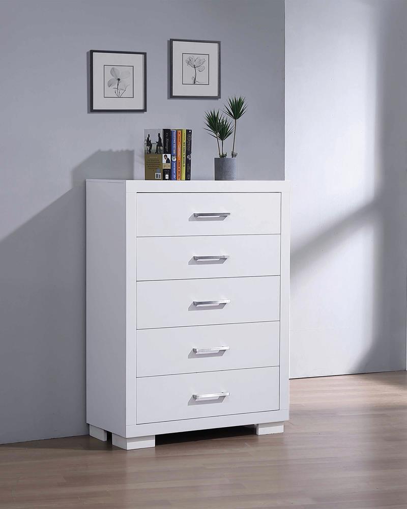 Jessica White 5-Drawer Chest by Coaster at Eve Furniture