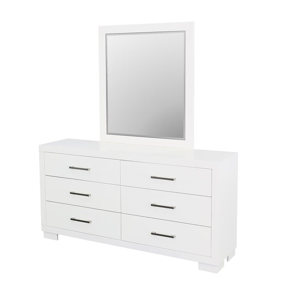 Jessica White Rectangular Mirror by Coaster at Eve Furniture