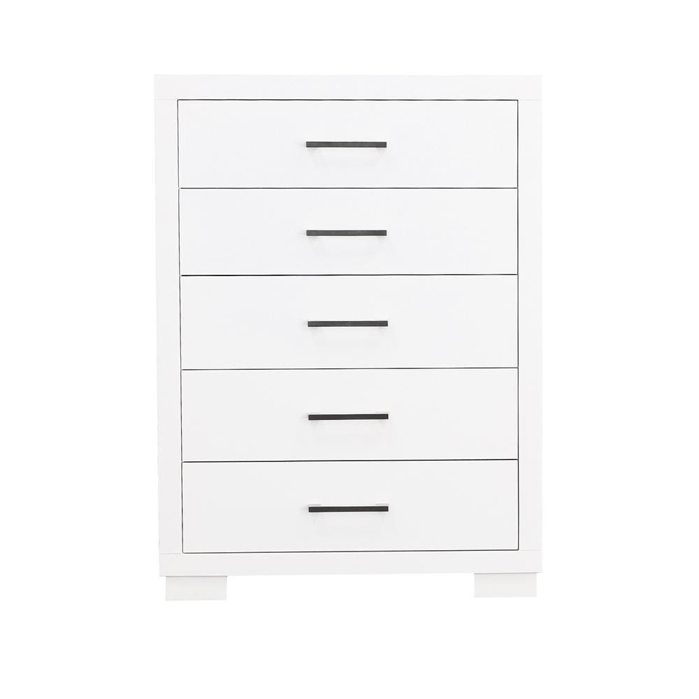 Jessica White 5-Drawer Chest by Coaster at Eve Furniture