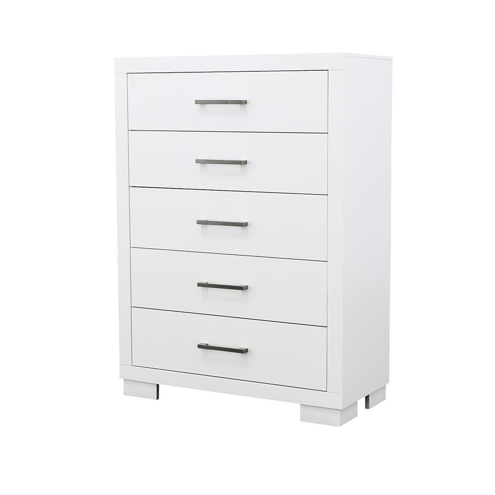 Jessica White 5-Drawer Chest by Coaster at Eve Furniture