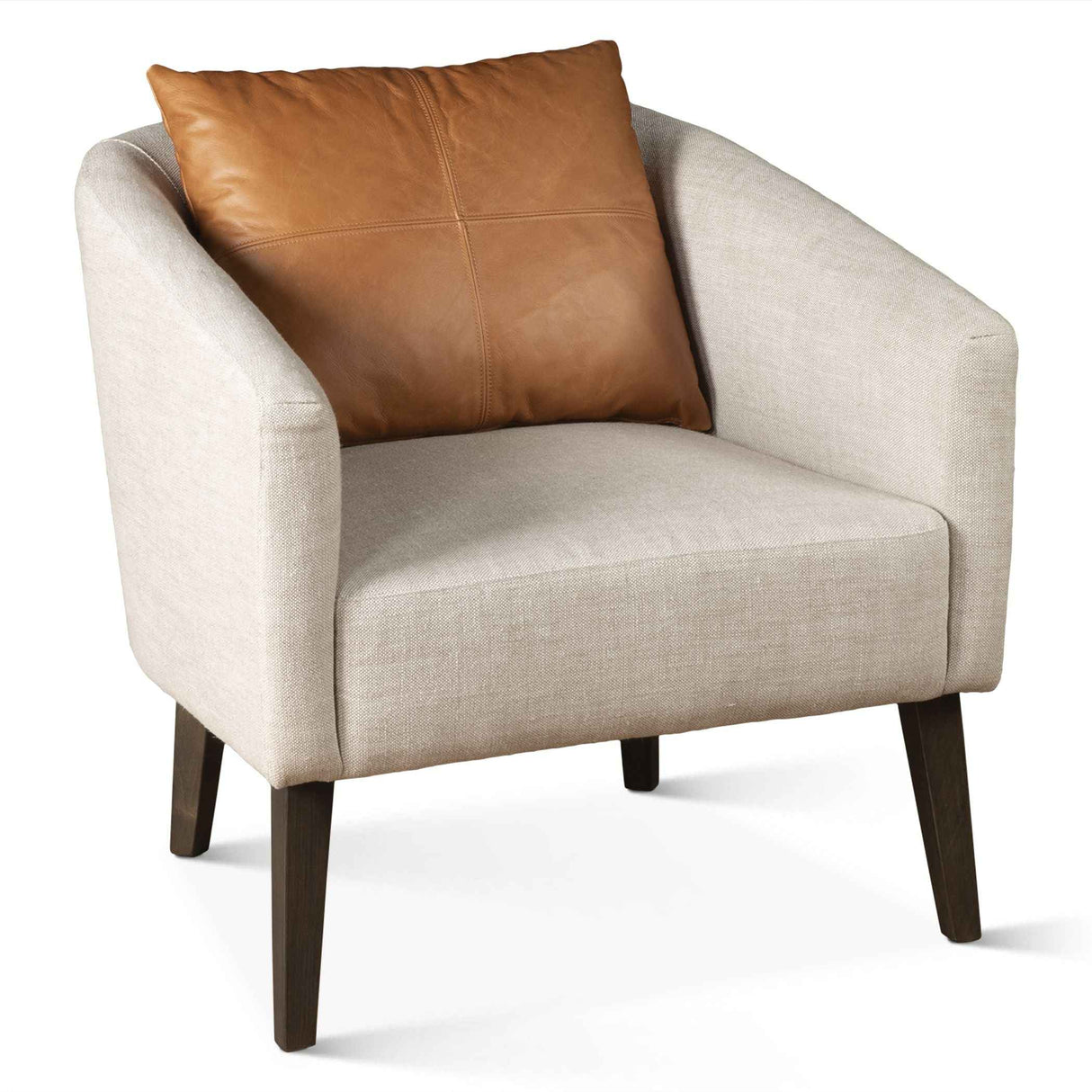 Jessie 22" Accent Chair in Beige Linen with Tan Leather Accent Pillow by Home Trends & Design at Eve Furniture