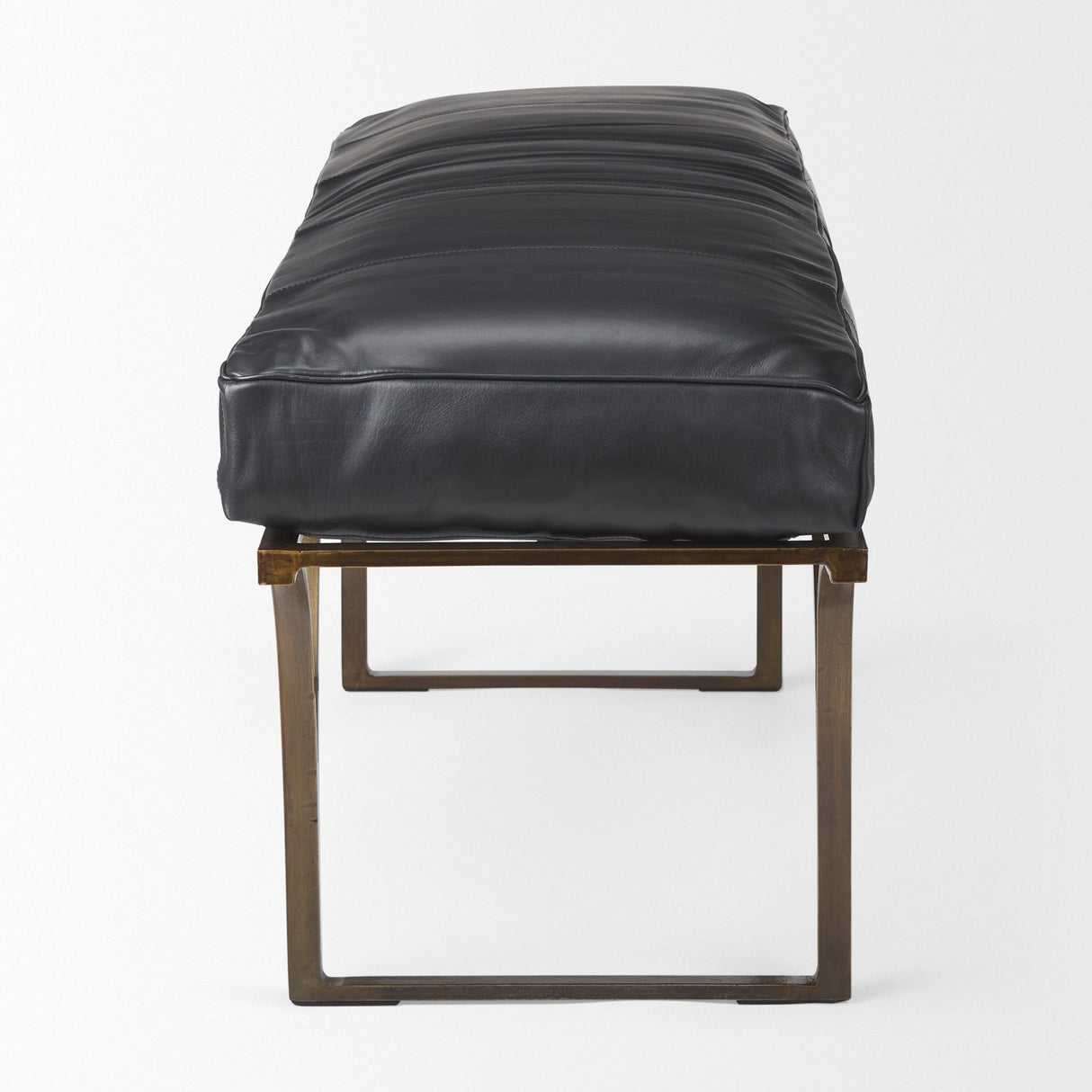 Jessie 55L x 16W Black Leather Seat W/Gold Metal Base Accent Bench by Mercana at Eve Furniture