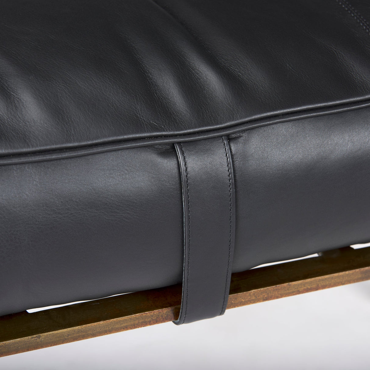 Jessie 55L x 16W Black Leather Seat W/Gold Metal Base Accent Bench by Mercana at Eve Furniture