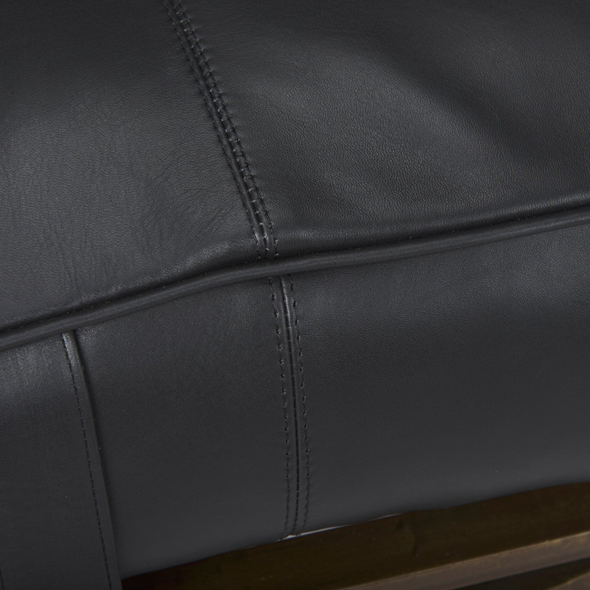 Jessie 55L x 16W Black Leather Seat W/Gold Metal Base Accent Bench by Mercana at Eve Furniture